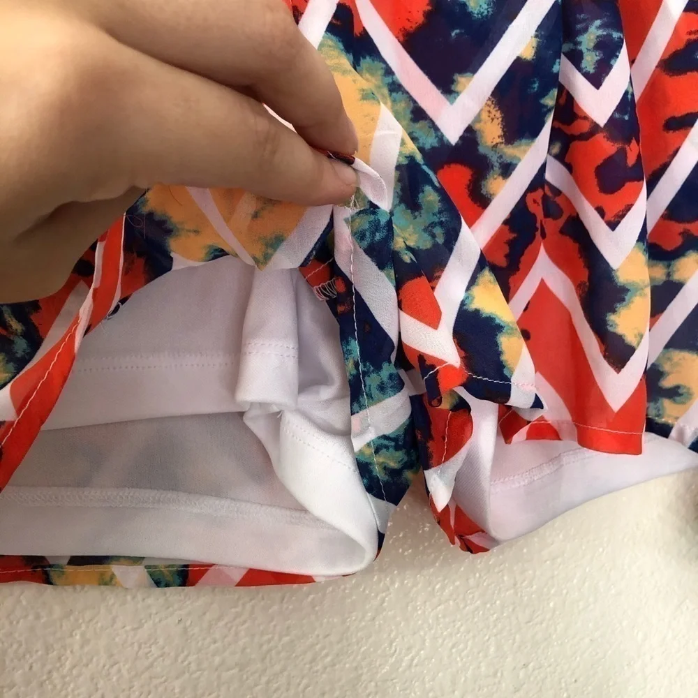 NWT Rewind Colorful White Zig Zag Shorts